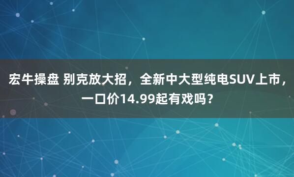 宏牛操盘 别克放大招，全新中大型纯电SUV上市，一口价14.99起有戏吗？