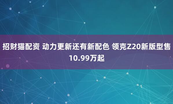 招财猫配资 动力更新还有新配色 领克Z20新版型售10.99万起
