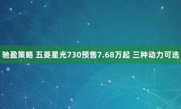 驰盈策略 五菱星光730预售7.68万起 三种动力可选
